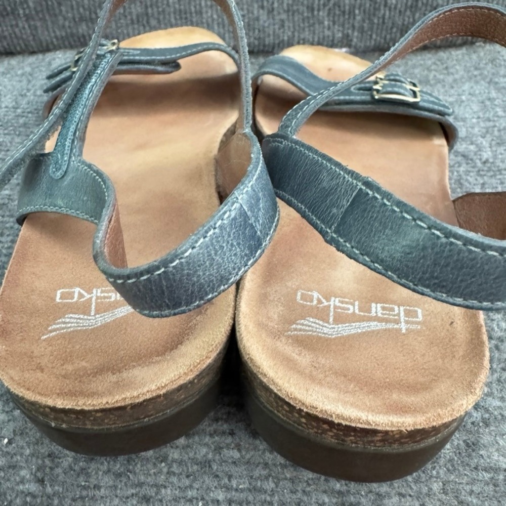 Dansko Rebekah Slate Blue Leather Buckle Ankle Strap Sandals Womens Size 38 - Picture 6 of 8